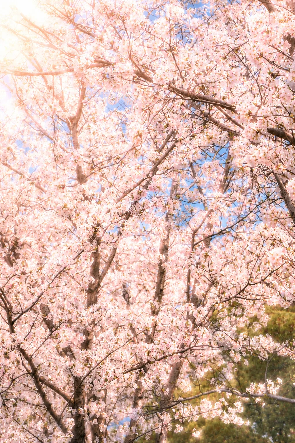 逆光樱花树
